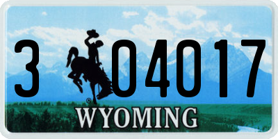 WY license plate 304017