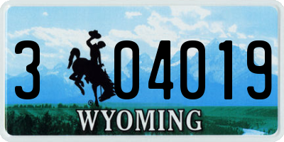 WY license plate 304019
