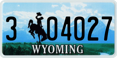 WY license plate 304027