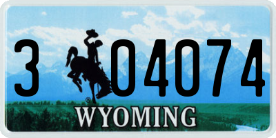 WY license plate 304074