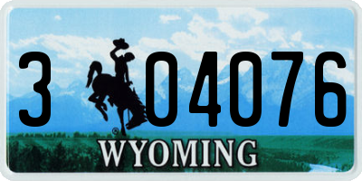 WY license plate 304076