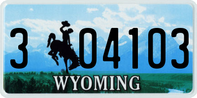 WY license plate 304103