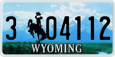 WY license plate 304112