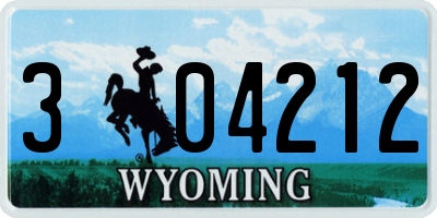 WY license plate 304212
