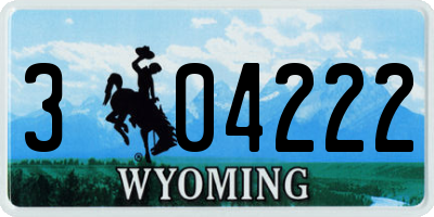 WY license plate 304222