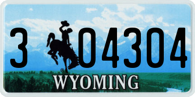 WY license plate 304304