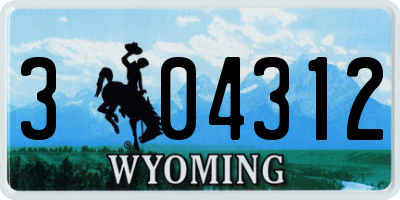 WY license plate 304312