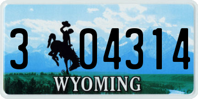 WY license plate 304314