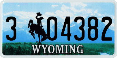 WY license plate 304382