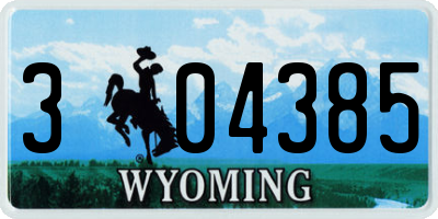 WY license plate 304385