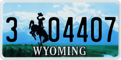 WY license plate 304407