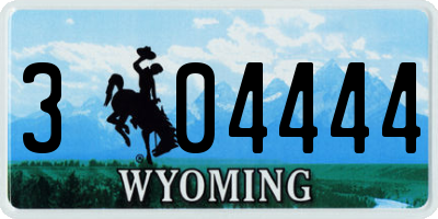 WY license plate 304444