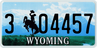 WY license plate 304457