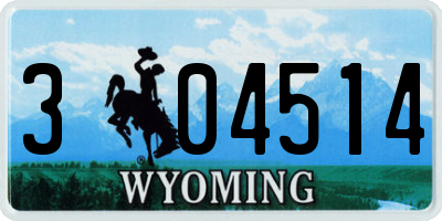 WY license plate 304514