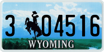 WY license plate 304516