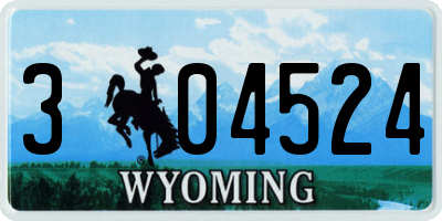 WY license plate 304524