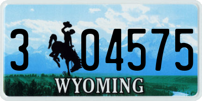 WY license plate 304575