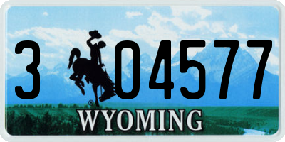 WY license plate 304577