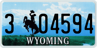WY license plate 304594