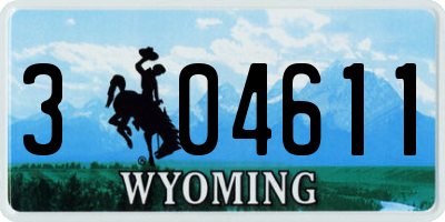 WY license plate 304611