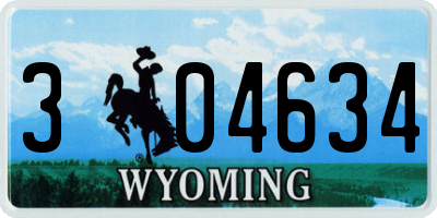 WY license plate 304634