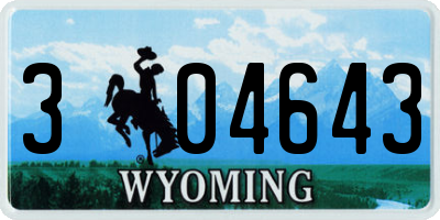 WY license plate 304643