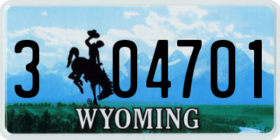 WY license plate 304701