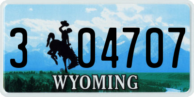 WY license plate 304707