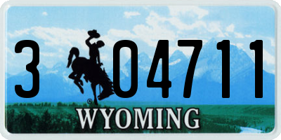 WY license plate 304711