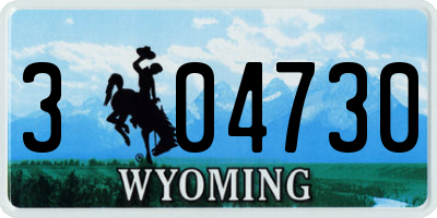 WY license plate 304730