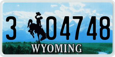 WY license plate 304748