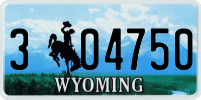 WY license plate 304750