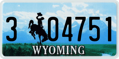 WY license plate 304751