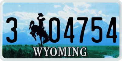 WY license plate 304754