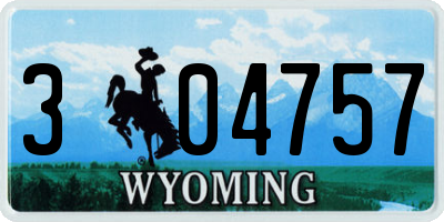 WY license plate 304757