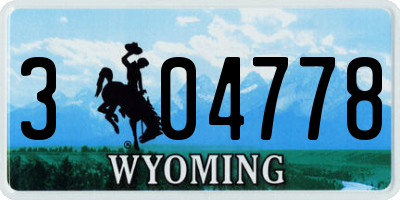 WY license plate 304778