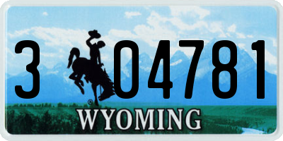 WY license plate 304781