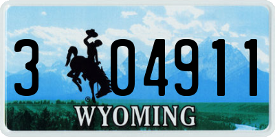 WY license plate 304911