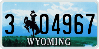 WY license plate 304967