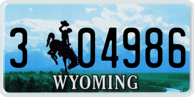 WY license plate 304986