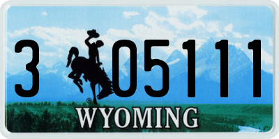 WY license plate 305111