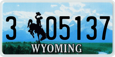 WY license plate 305137