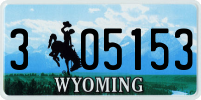 WY license plate 305153