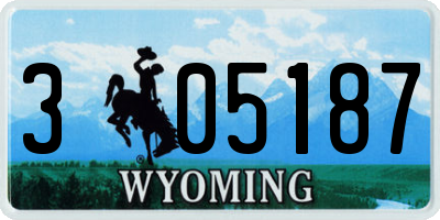 WY license plate 305187