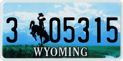 WY license plate 305315