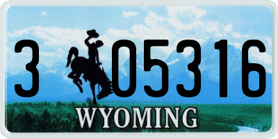 WY license plate 305316