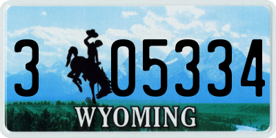 WY license plate 305334