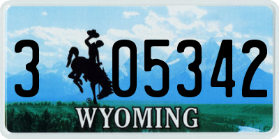 WY license plate 305342