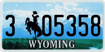 WY license plate 305358
