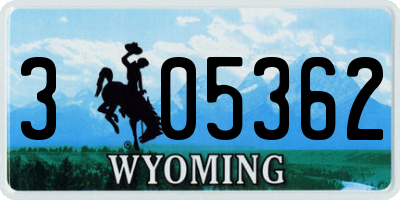 WY license plate 305362